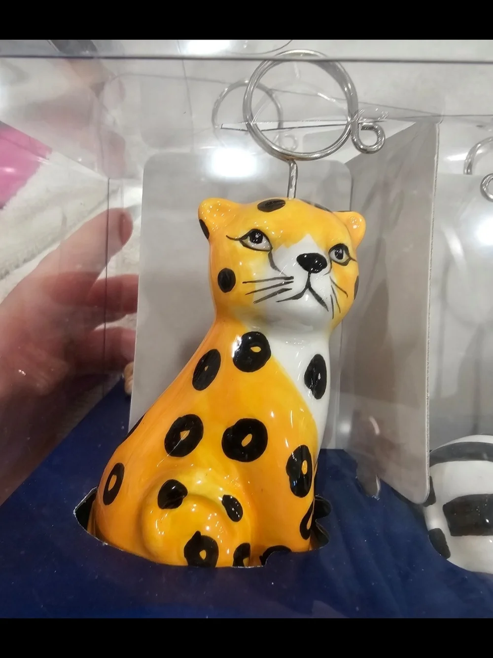 Pier 1 Ceramic Zebra and Tiger Place Card Or Picture Holders